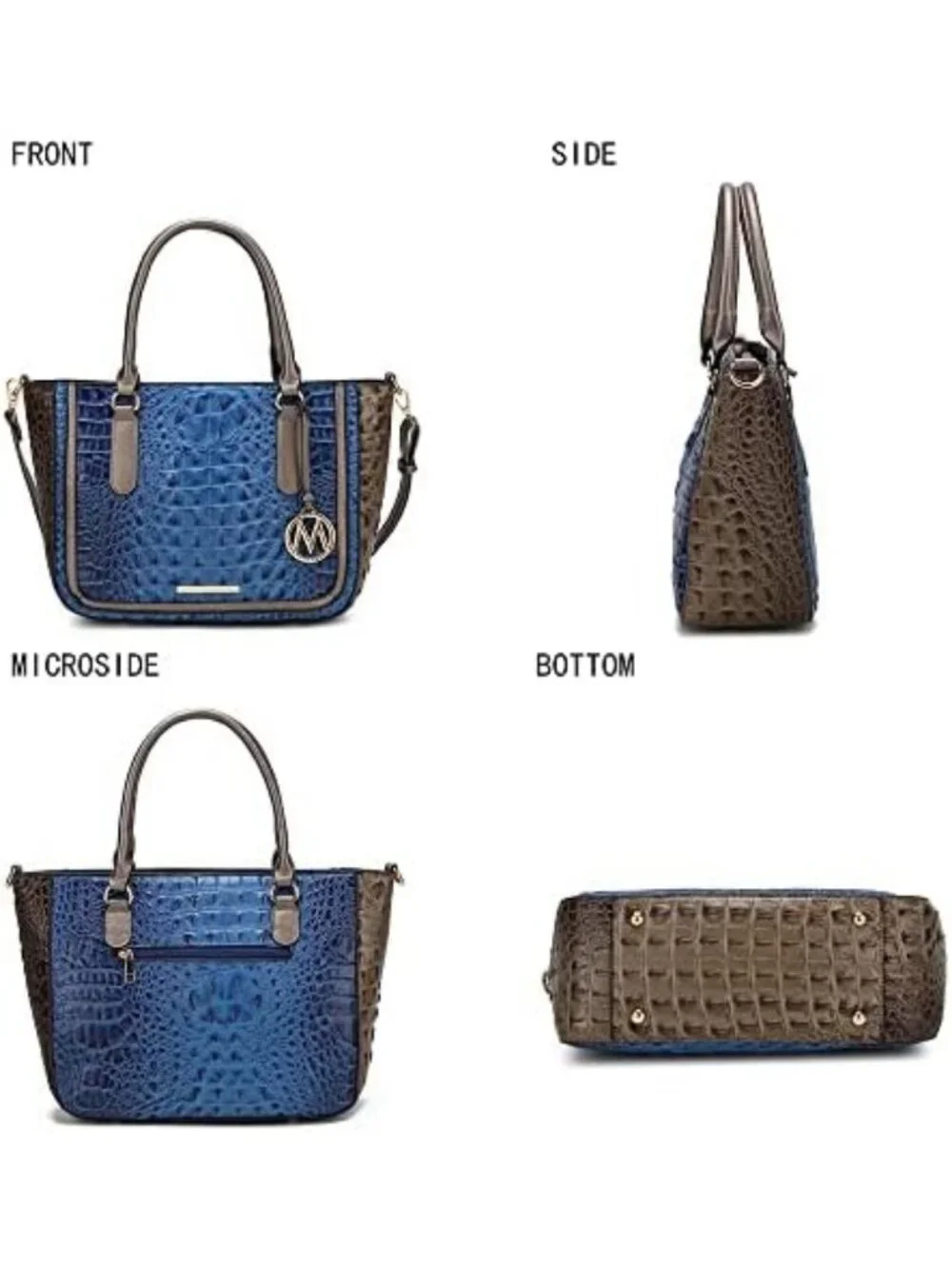 Stylish Crocodile Embossed Vegan Leather Satchel Bag & Crossbody Tote Handbag